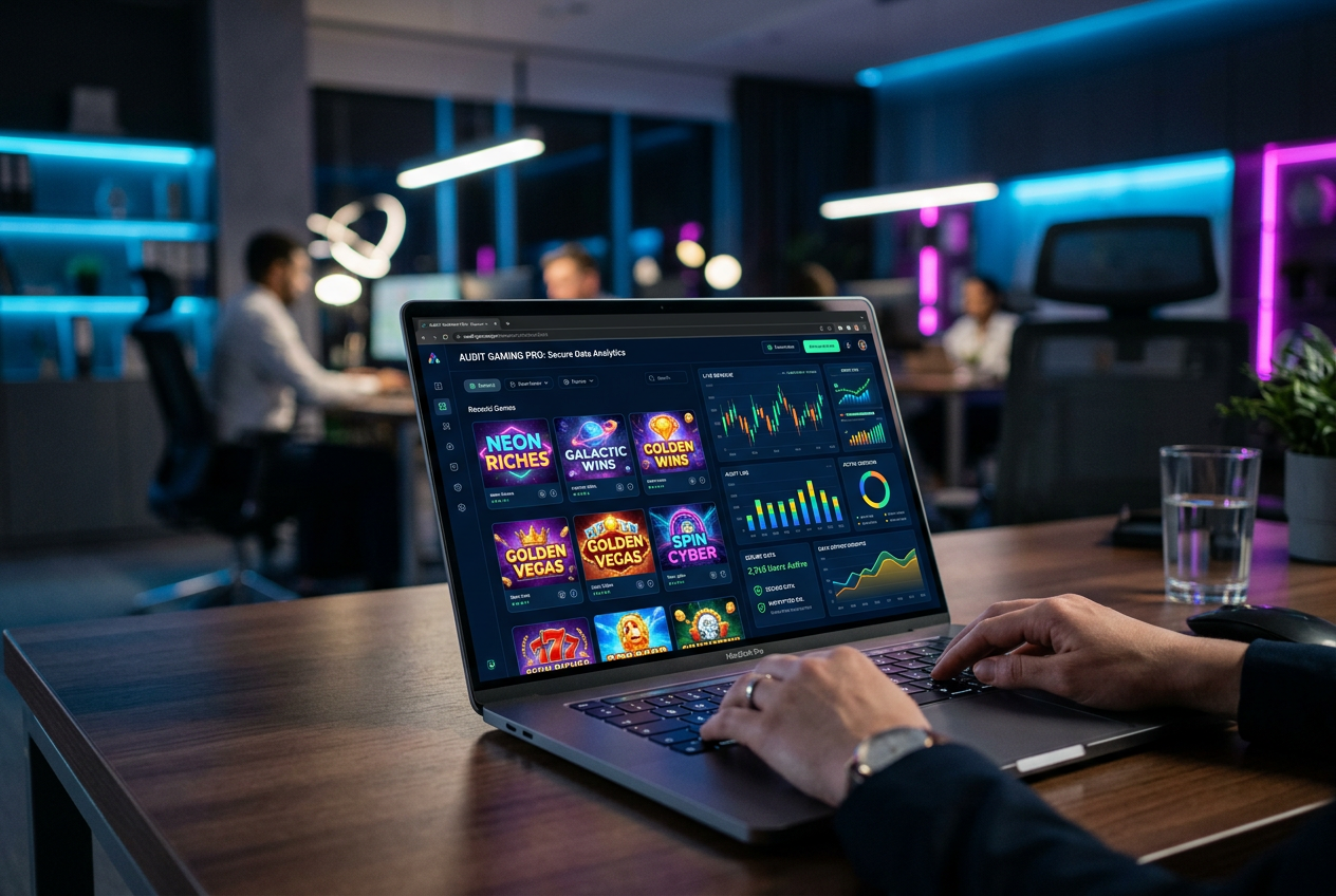 An analytical view of a digital casino interface with data charts and slots.